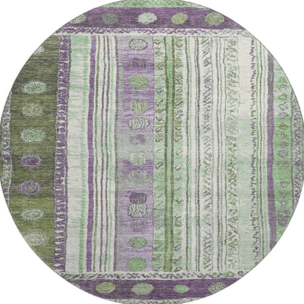 HomeRoots 8' X 10' Colorful Striped Washable Area Rug with UV Protection – Perfect for High-Traffic Spaces! 709544