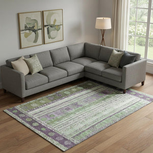 HomeRoots 10' X 14' Colorful Striped Washable Area Rug with UV Protection – Durable, Stylish, & Easy to Clean! 709546