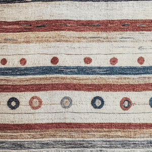 HomeRoots 10' X 14' Washable Area Rug in Beige, Rust & Navy Blue Stripes – UV Protection for Family Spaces 709558