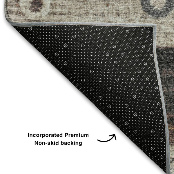 HomeRoots 5' X 8' Striped Area Rug in Copper, Ivory & Denim Blue - Machine Washable & UV-Protected Design 709560
