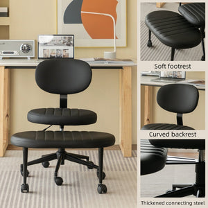 English Elm Ergonomic Cross Legged Office Chair with Lumbar Support Swivel Base and Rolling Casters W3394P419037