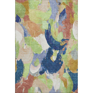 HomeRoots 10' X 14' Abstract Area Rug in Artichoke Green, Blue & Ivory - Washable, UV Protected & Stylish 709576