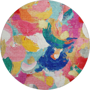 HomeRoots 8' X 10' Blush Blue & Emerald Abstract Washable Area Rug - Durable, Stylish & Easy-Care Design! 709580
