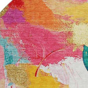 HomeRoots 8' X 10' Blush Blue & Emerald Abstract Washable Area Rug - Durable, Stylish & Easy-Care Design! 709580
