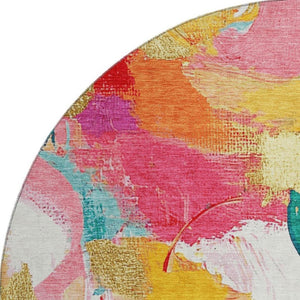 HomeRoots 8' X 10' Blush Blue & Emerald Abstract Washable Area Rug - Durable, Stylish & Easy-Care Design! 709580