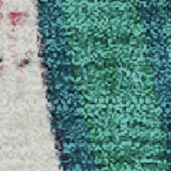 HomeRoots 9' X 12' Blush Blue & Emerald Abstract Washable Area Rug - Durable, Stylish, Non-Slip & UV Protected 709581