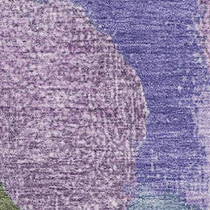 HomeRoots 8' Stylish Abstract Round Rug in Lavender, Olive Green & Ivory - Washable, UV Protected & Durable 709585