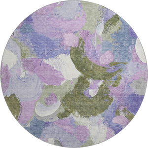HomeRoots 8' X 10' Modern Abstract Washable Area Rug in Lavender, Olive Green & Ivory - Stain Resistant & UV Safe 709586