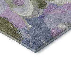 HomeRoots 10' X 14' Modern Abstract Area Rug in Lavender, Olive Green & Ivory - Washable, UV-Protected & Stylish 709588