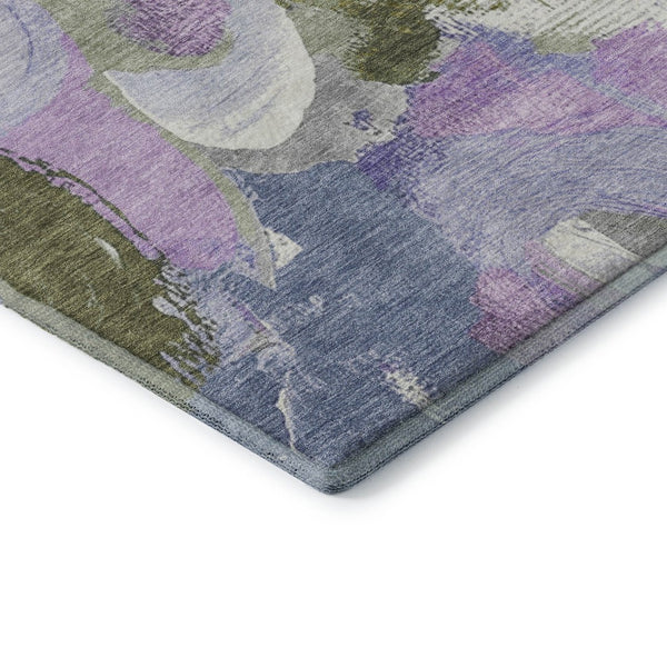 HomeRoots 10' X 14' Modern Abstract Area Rug in Lavender, Olive Green & Ivory - Washable, UV-Protected & Stylish 709588