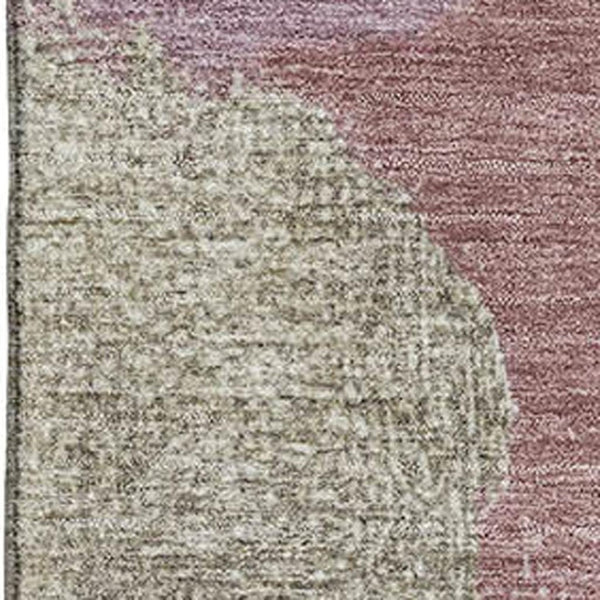 HomeRoots 5' X 8' Abstract Area Rug in Mauve, Beige & Blush - Washable, UV-Protected for Busy Homes! 709590