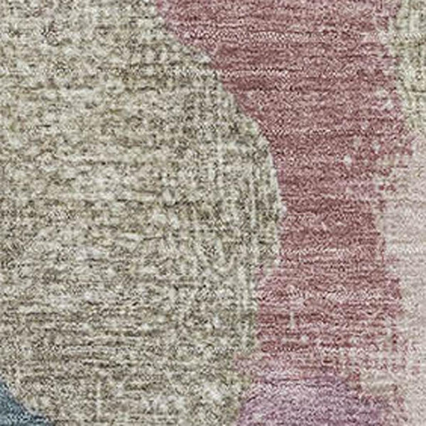 HomeRoots 8' Mauve Beige Blush Abstract Round Rug - Washable, UV Protected, Durable, Stain Resistant Design 709591