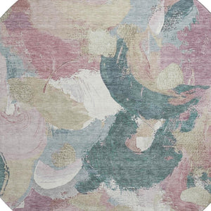 HomeRoots 8' X 10' Washable Abstract Area Rug in Mauve, Beige & Blush with UV Protection for Active Homes 709592
