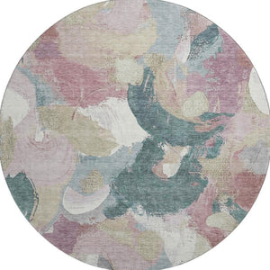 HomeRoots 8' X 10' Washable Abstract Area Rug in Mauve, Beige & Blush with UV Protection for Active Homes 709592