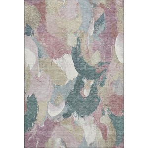 HomeRoots 9' X 12' Contemporary Mauve Beige Blush Abstract Area Rug - Washable, Stain Resistant & UV Protected 709593