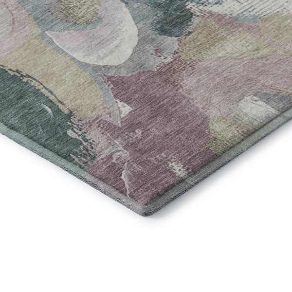HomeRoots 9' X 12' Contemporary Mauve Beige Blush Abstract Area Rug - Washable, Stain Resistant & UV Protected 709593