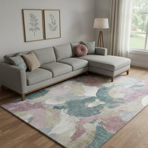 HomeRoots 10' X 14' Stylish Mauve Beige Blush Washable Area Rug with UV Protection for Active Households 709594