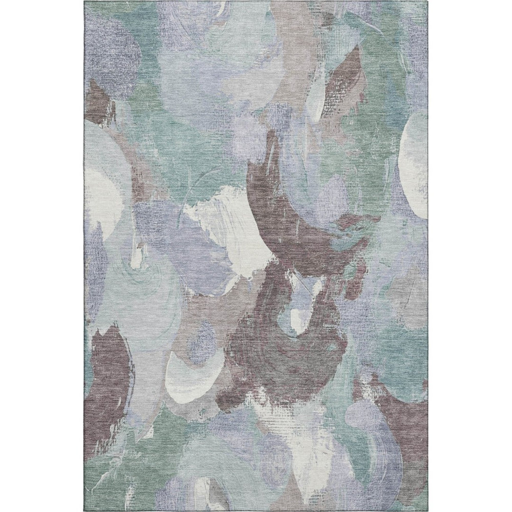 HomeRoots 9' X 12' Pale Aqua Abstract Area Rug - Washable, UV Protected, Stylish & Durable for High-Traffic Homes 709599