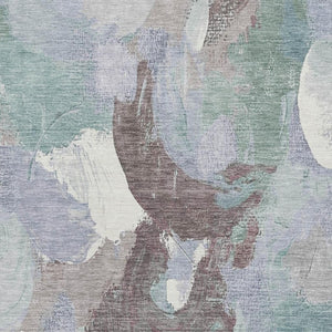 HomeRoots 9' X 12' Pale Aqua Abstract Area Rug - Washable, UV Protected, Stylish & Durable for High-Traffic Homes 709599