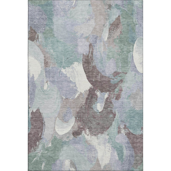 HomeRoots 10' X 14' Abstract Area Rug in Pale Aqua, Brown & Ivory - UV Protected, Washable, Stain Resistant Design 709600