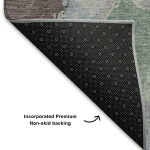 HomeRoots 10' X 14' Abstract Area Rug in Pale Aqua, Brown & Ivory - UV Protected, Washable, Stain Resistant Design 709600