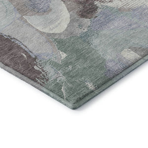 HomeRoots 10' X 14' Abstract Area Rug in Pale Aqua, Brown & Ivory - UV Protected, Washable, Stain Resistant Design 709600