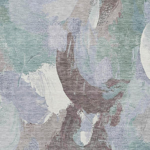 HomeRoots 10' X 14' Abstract Area Rug in Pale Aqua, Brown & Ivory - UV Protected, Washable, Stain Resistant Design 709600