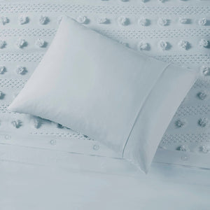 English Elm 2-Piece Twin/Twin XL Clip Jacquard Duvet Cover Set Blue – Antimicrobial, Soft Brushed Microfiber, Hidden Closure B035P408212