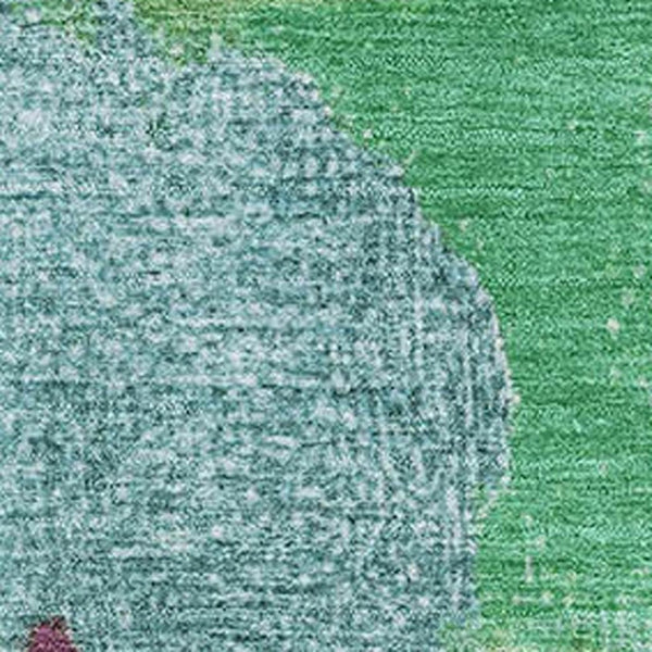 HomeRoots 8' Teal Purple Green Abstract Round Rug – Washable, UV Protected, Stain-Resistant for All Spaces 709603