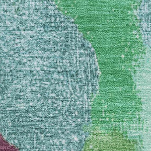 HomeRoots 9' X 12' Large Washable Abstract Area Rug in Teal, Purple & Green – Stain Resistant & UV Protected! 709605