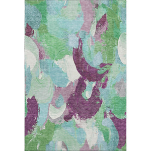HomeRoots 10' X 14' Teal Purple Green Abstract Area Rug - Washable, Stain Resistant, UV Protected for Durability 709606