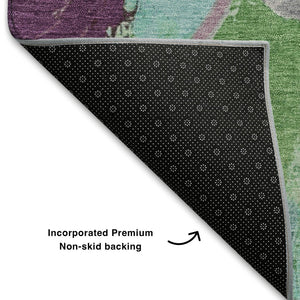 HomeRoots 10' X 14' Teal Purple Green Abstract Area Rug - Washable, Stain Resistant, UV Protected for Durability 709606