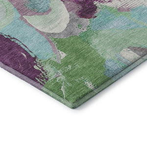 HomeRoots 10' X 14' Teal Purple Green Abstract Area Rug - Washable, Stain Resistant, UV Protected for Durability 709606
