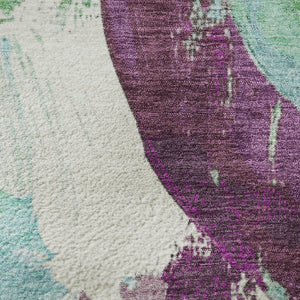 HomeRoots 10' X 14' Teal Purple Green Abstract Area Rug - Washable, Stain Resistant, UV Protected for Durability 709606