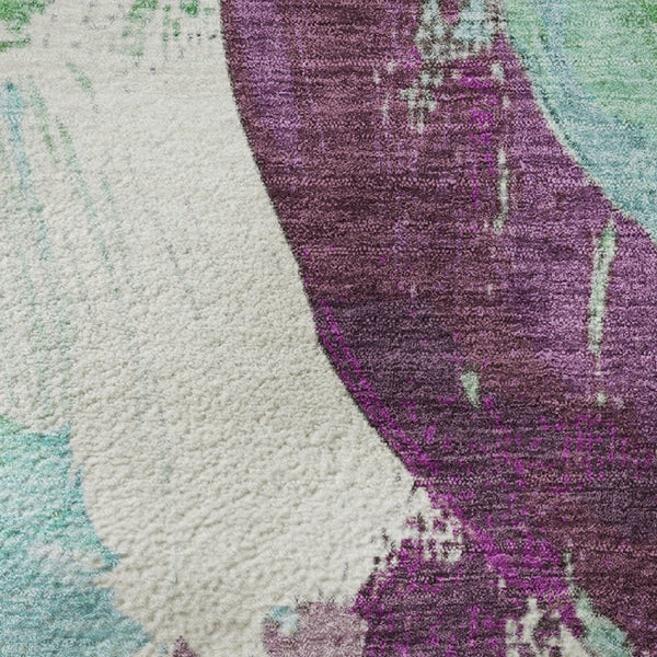 HomeRoots 10' X 14' Teal Purple Green Abstract Area Rug - Washable, Stain Resistant, UV Protected for Durability 709606