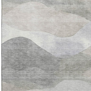 HomeRoots 5' X 8' Abstract Beige Gray Ivory Area Rug - Washable, UV Protected, Durable, Modern Design for Homes 709608