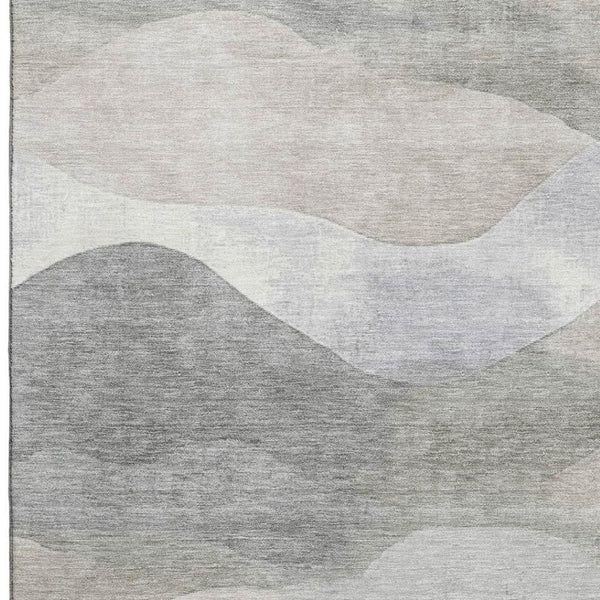 HomeRoots 5' X 8' Abstract Beige Gray Ivory Area Rug - Washable, UV Protected, Durable, Modern Design for Homes 709608