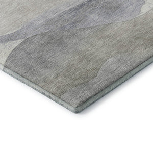 HomeRoots 8' Round Washable Abstract Rug in Beige, Gray & Ivory - UV Protected, Stain Resistant, Non-Slip Design 709609