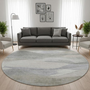 HomeRoots 8' X 10' Washable Area Rug - Modern Beige Gray Ivory Design with UV Protection for Active Homes 709610