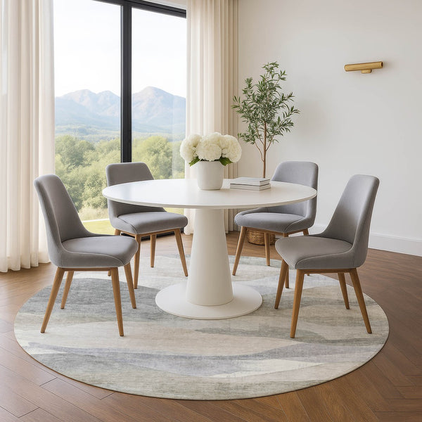 HomeRoots 8' X 10' Washable Area Rug - Modern Beige Gray Ivory Design with UV Protection for Active Homes 709610