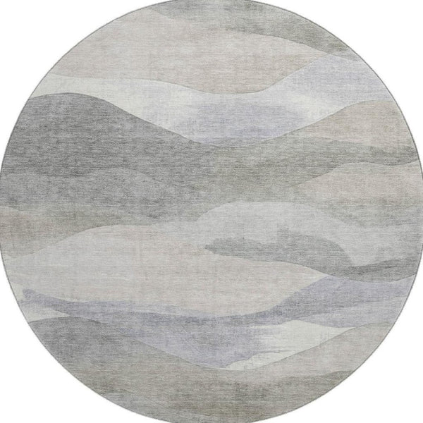 HomeRoots 8' X 10' Washable Area Rug - Modern Beige Gray Ivory Design with UV Protection for Active Homes 709610