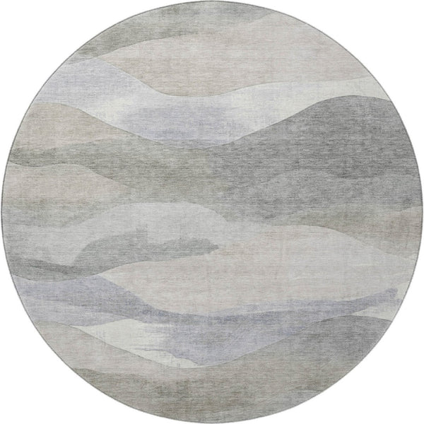HomeRoots 8' X 10' Washable Area Rug - Modern Beige Gray Ivory Design with UV Protection for Active Homes 709610