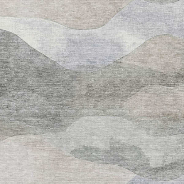 HomeRoots 9' X 12' Abstract Beige Gray Ivory Washable Area Rug – Durable, UV Protected, Modern Style Home Decor 709611