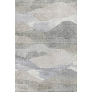 HomeRoots 10' Beige, Gray & Ivory Abstract Washable Area Rug - UV Resistant, Soft, Durable & Pet-Friendly Design 709612