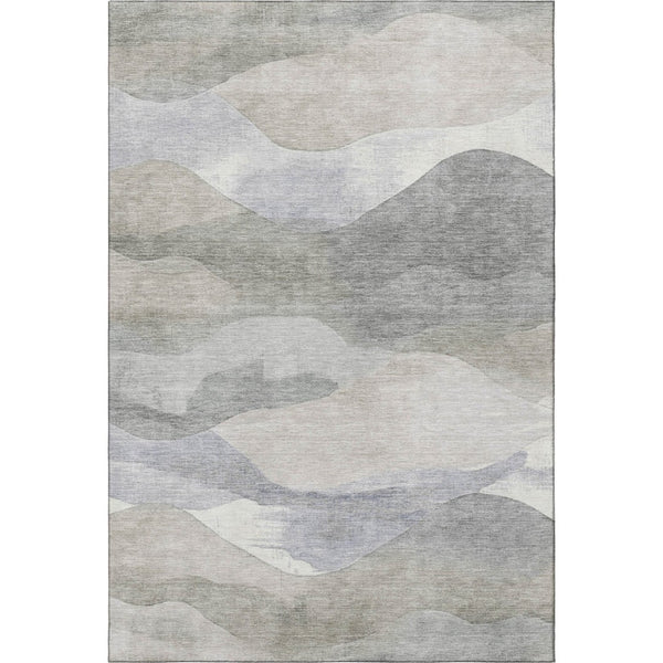 HomeRoots 10' Beige, Gray & Ivory Abstract Washable Area Rug - UV Resistant, Soft, Durable & Pet-Friendly Design 709612