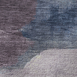 HomeRoots 8' X 10' Abstract Denim Blue Beige & Eggplant Area Rug - Soft, Stain-Resistant & UV Protected Design 709616
