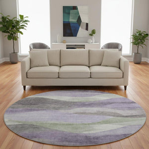 HomeRoots 8' X 10' Washable Purple Sage and Gray Abstract Area Rug with UV Protection - Stylish & Durable Design 709622