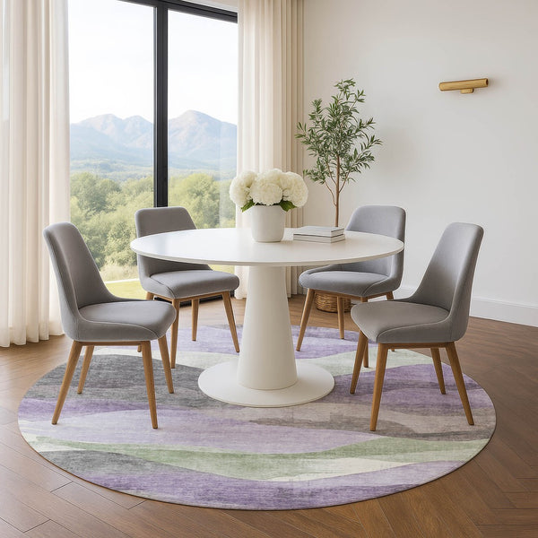 HomeRoots 8' X 10' Washable Purple Sage and Gray Abstract Area Rug with UV Protection - Stylish & Durable Design 709622