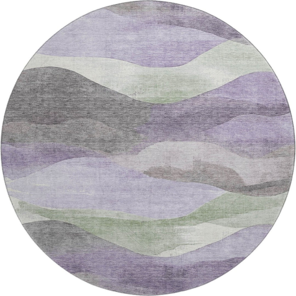 HomeRoots 8' X 10' Washable Purple Sage and Gray Abstract Area Rug with UV Protection - Stylish & Durable Design 709622