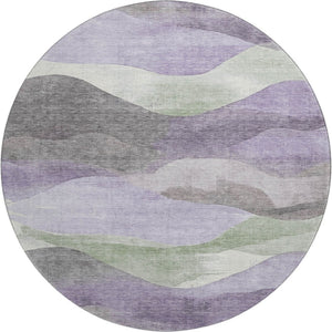 HomeRoots 8' X 10' Washable Purple Sage and Gray Abstract Area Rug with UV Protection - Stylish & Durable Design 709622
